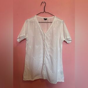 White Cotton Embroidered Blouse